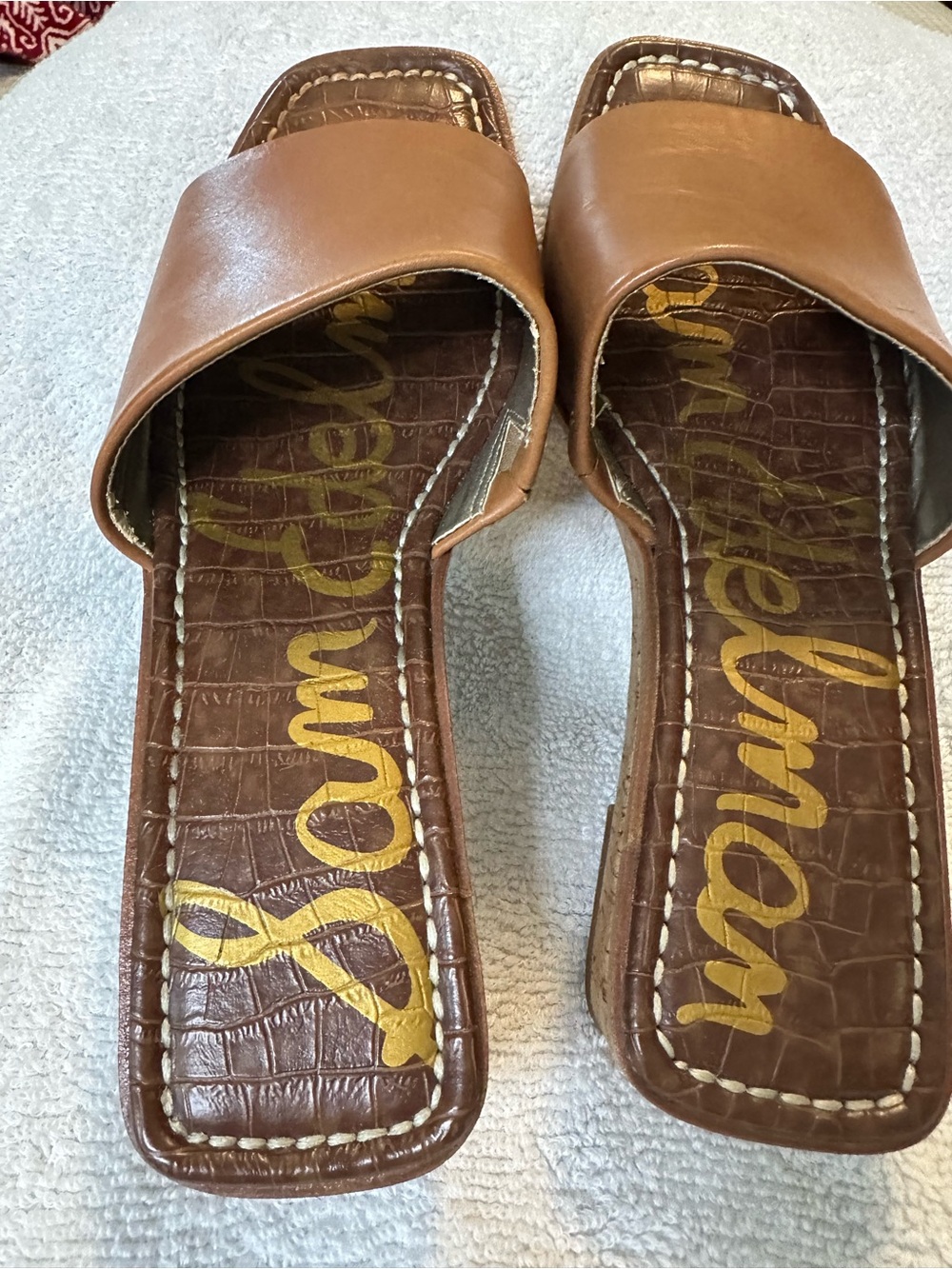 Sam Edelman Brown Leather Slide Sandals - Picture 2 of 6